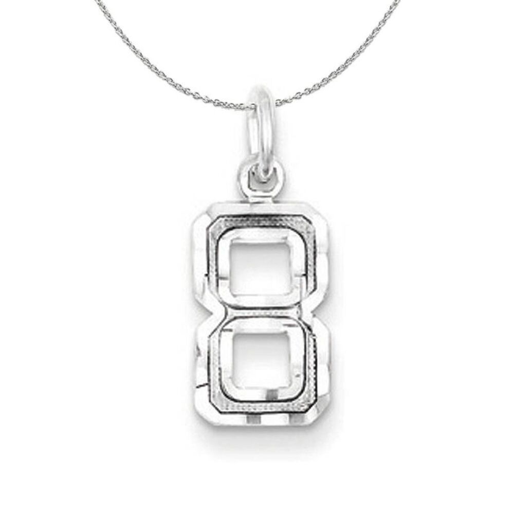 Silver, Varsity Collection, Small D/C Number 8 Necklace - 24 In